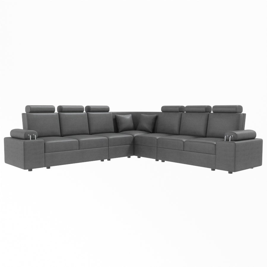 L Shape Corner Leatherette Sofa [with Steel Handles] - Sekar Lifestyle
