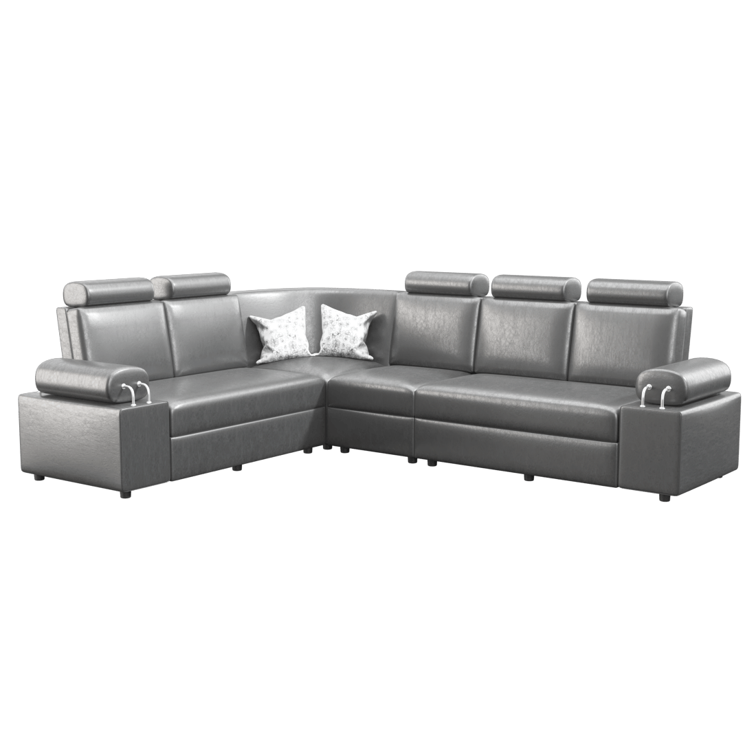 L Shape Corner Leatherette Sofa [with Steel Handles] - Sekar Lifestyle