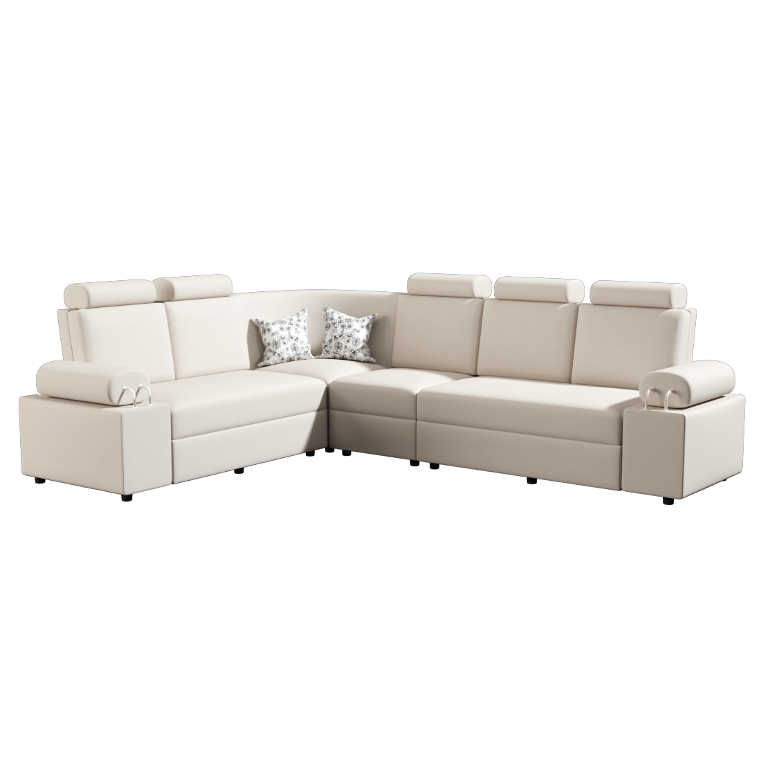L Shape Corner Leatherette Sofa [with Steel Handles] - Sekar Lifestyle