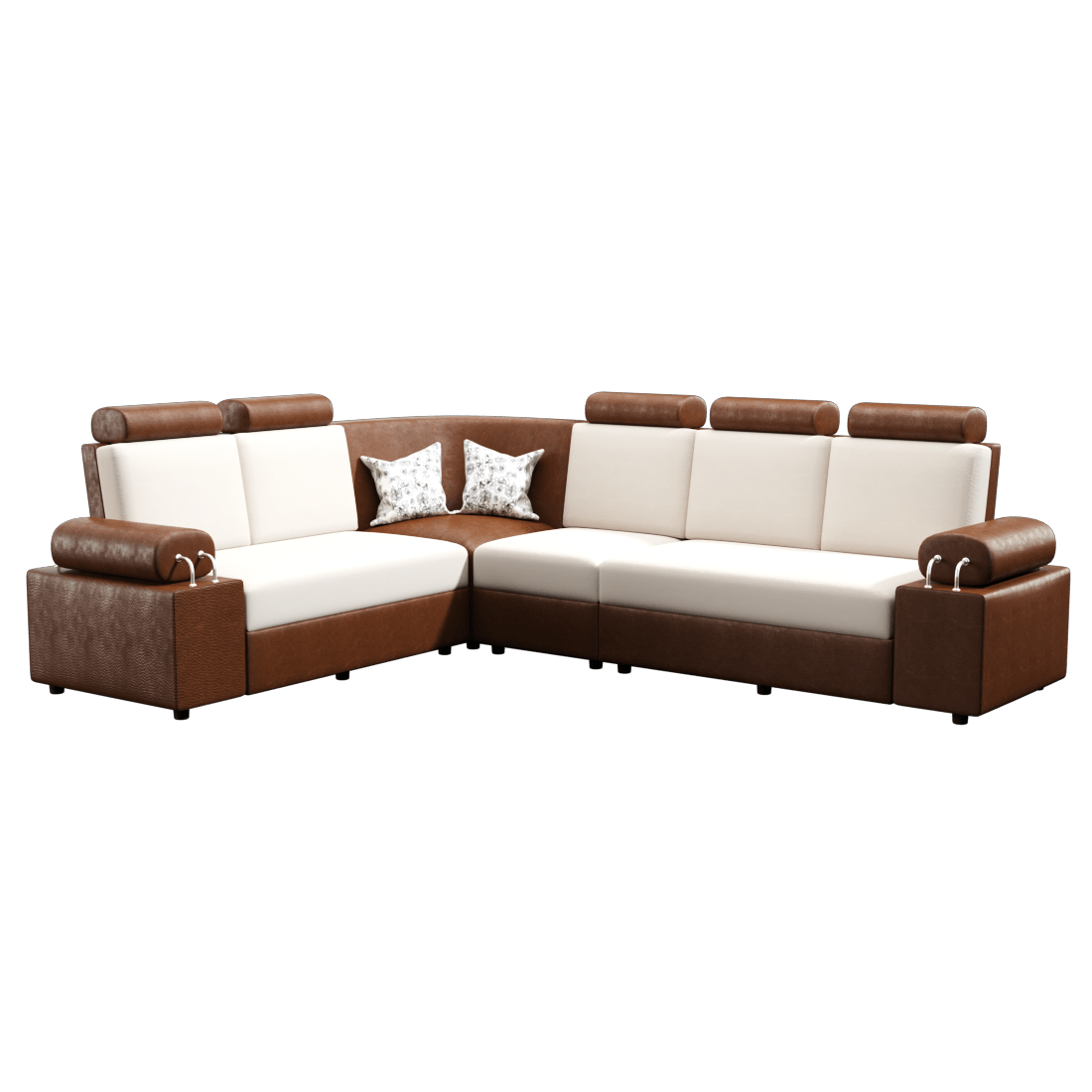 L Shape Corner Leatherette Sofa [with Steel Handles] - Sekar Lifestyle