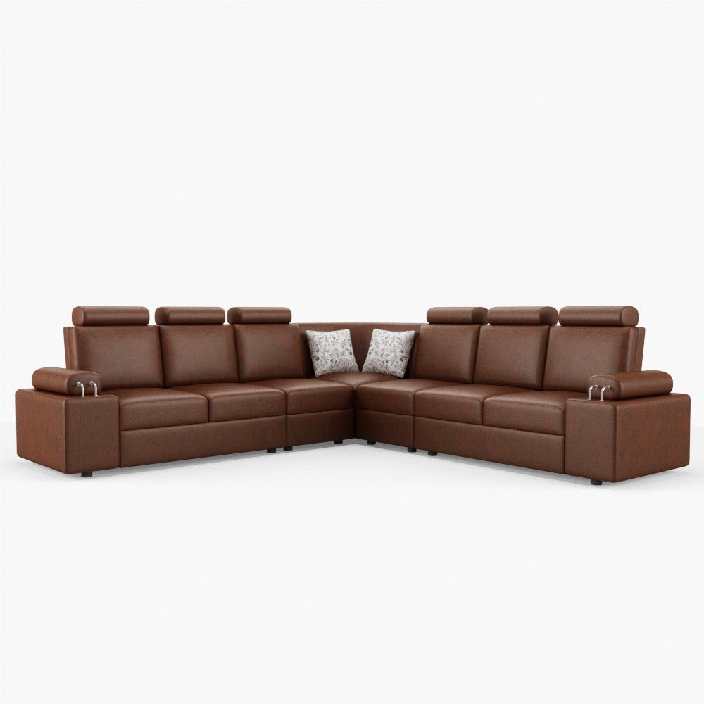 L Shape Corner Leatherette Sofa [with Steel Handles] - Sekar Lifestyle
