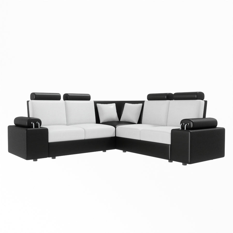 L Shape Corner Leatherette Sofa [with Steel Handles] - Sekar Lifestyle