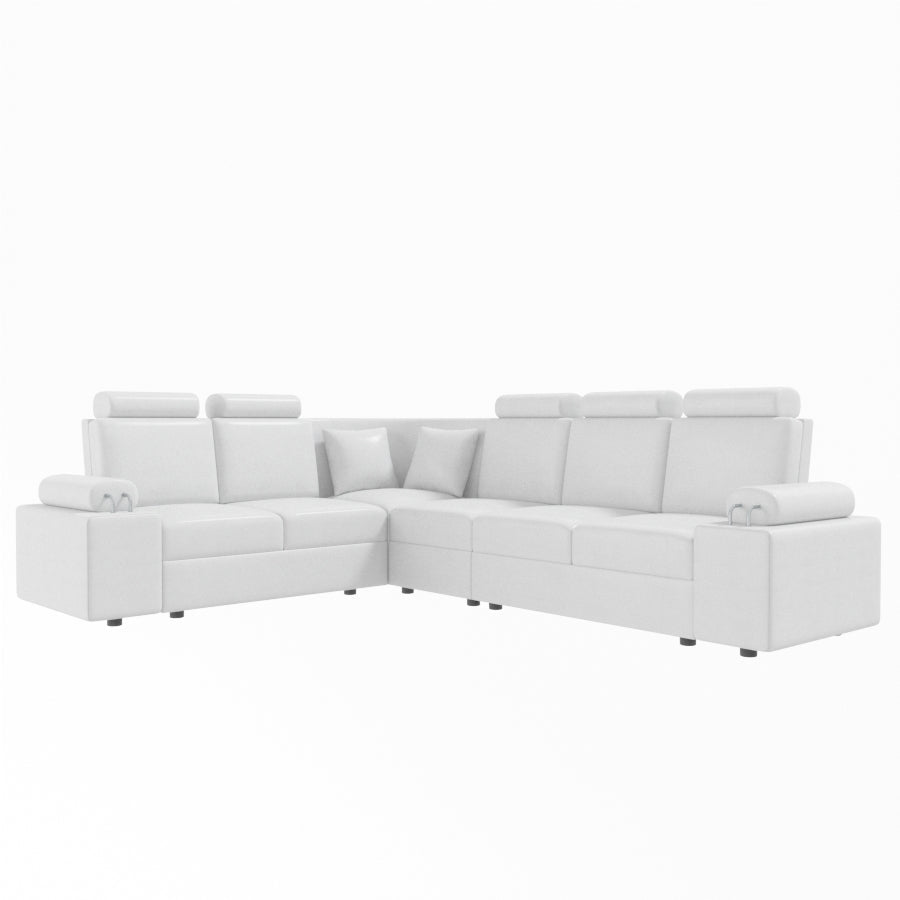 L Shape Corner Leatherette Sofa [with Steel Handles] - Sekar Lifestyle