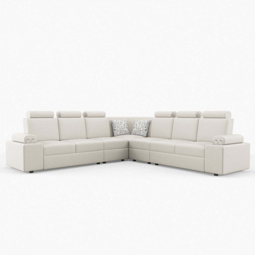L Shape Corner Leatherette Sofa [with Steel Handles] - Sekar Lifestyle