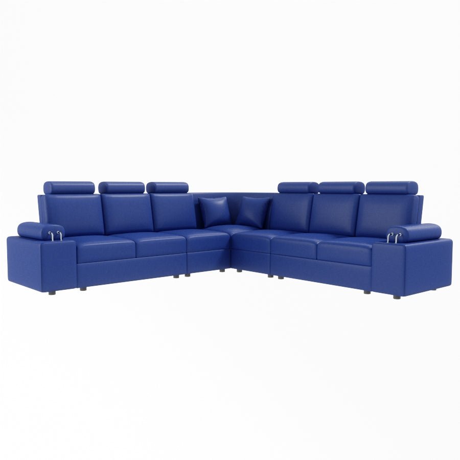 L Shape Corner Leatherette Sofa [with Steel Handles] - Sekar Lifestyle