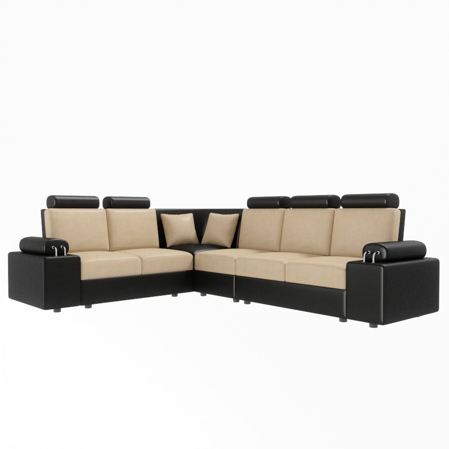 L Shape Corner Leatherette Sofa [with Steel Handles] - Sekar Lifestyle