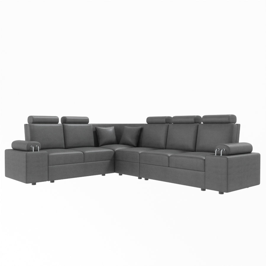L Shape Corner Leatherette Sofa [with Steel Handles] - Sekar Lifestyle