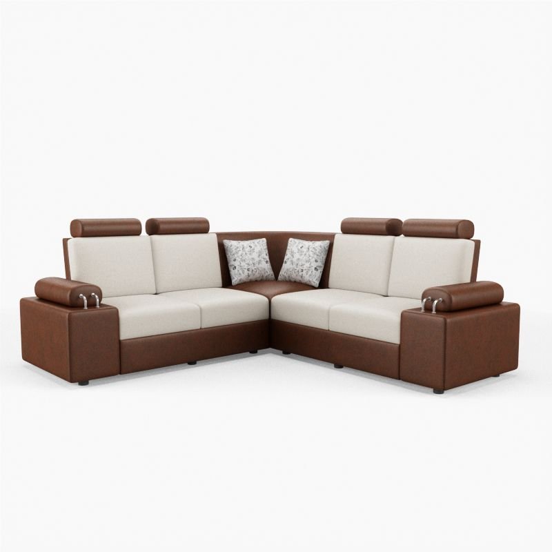 L Shape Corner Leatherette Sofa [with Steel Handles] - Sekar Lifestyle