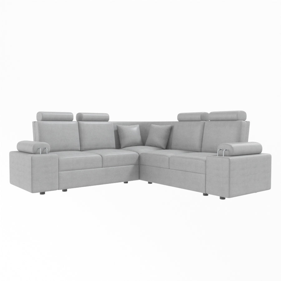 L Shape Corner Leatherette Sofa [with Steel Handles] - Sekar Lifestyle