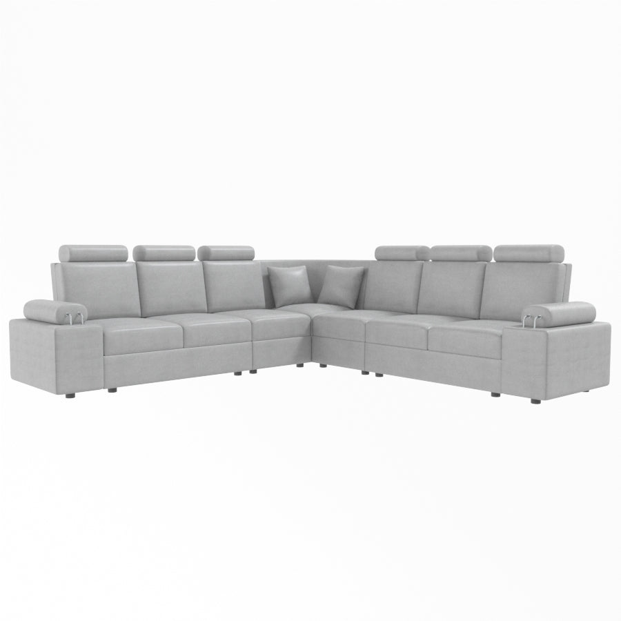 L Shape Corner Leatherette Sofa [with Steel Handles] - Sekar Lifestyle