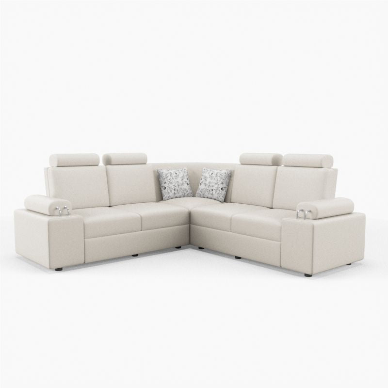 L Shape Corner Leatherette Sofa [with Steel Handles] - Sekar Lifestyle
