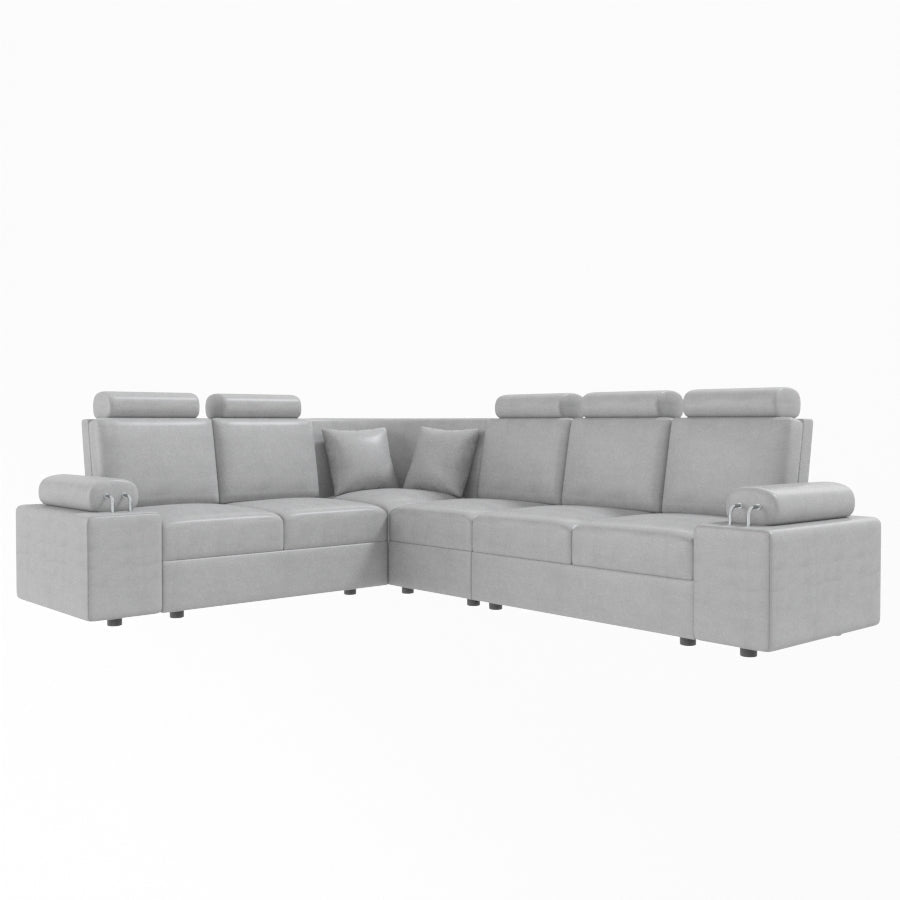L Shape Corner Leatherette Sofa [with Steel Handles] - Sekar Lifestyle