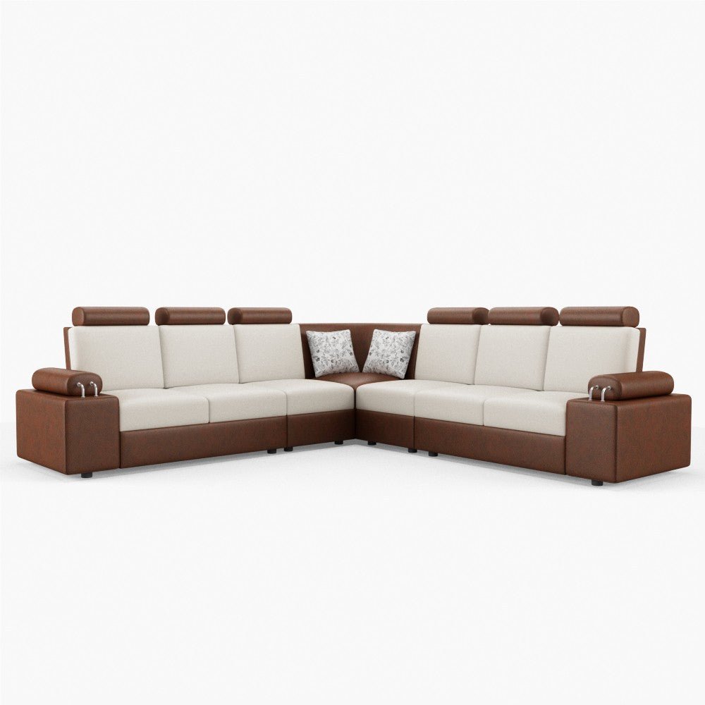 L Shape Corner Leatherette Sofa [with Steel Handles] - Sekar Lifestyle