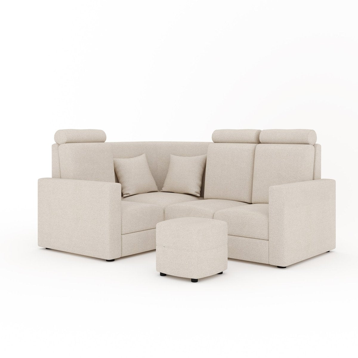 L Shape Corner Mini Sofa Series [Normal Handles] with Curved Box Moda - Sekar Lifestyle