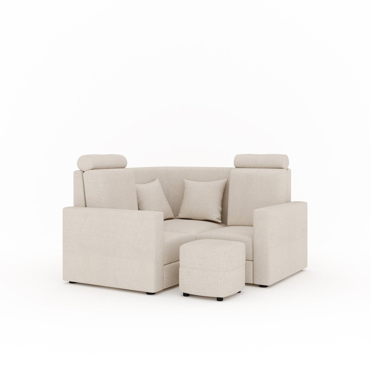 L Shape Corner Mini Sofa Series [Normal Handles] with Curved Box Moda - Sekar Lifestyle