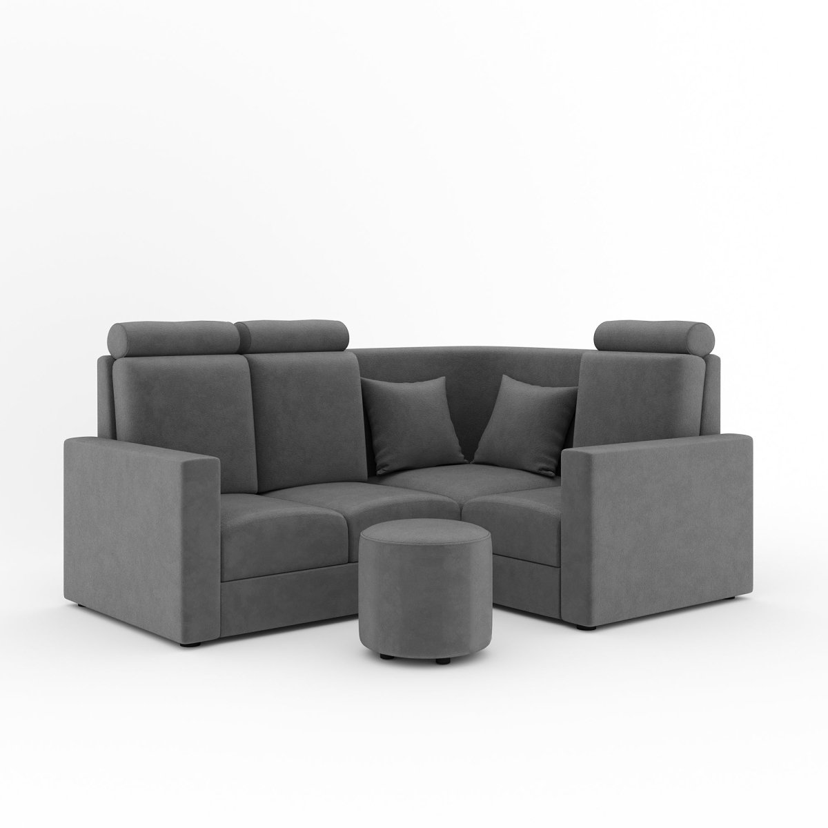 L Shape Corner Mini Sofa Series [Normal Handles] with Round Moda - Sekar Lifestyle