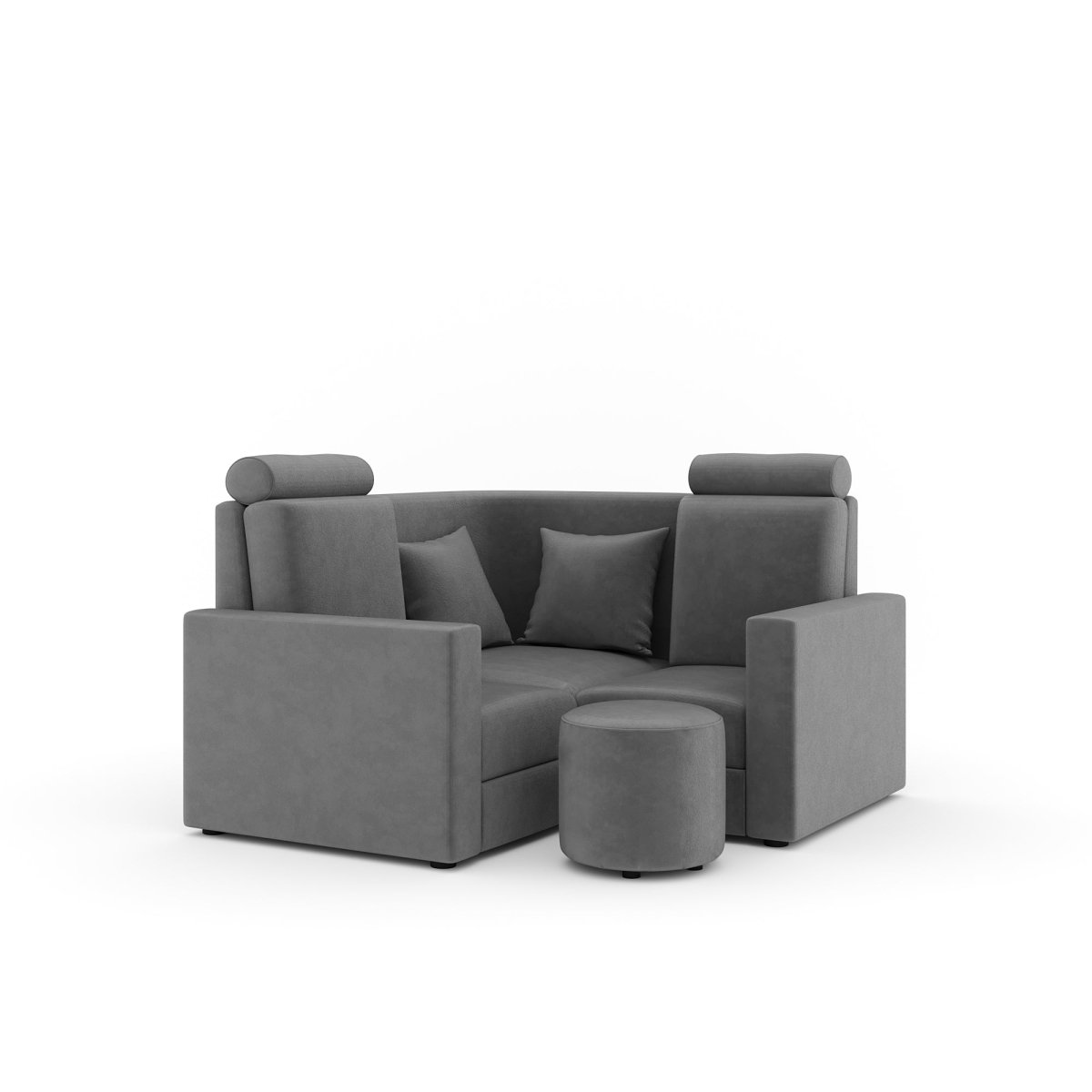 L Shape Corner Mini Sofa Series [Normal Handles] with Round Moda - Sekar Lifestyle