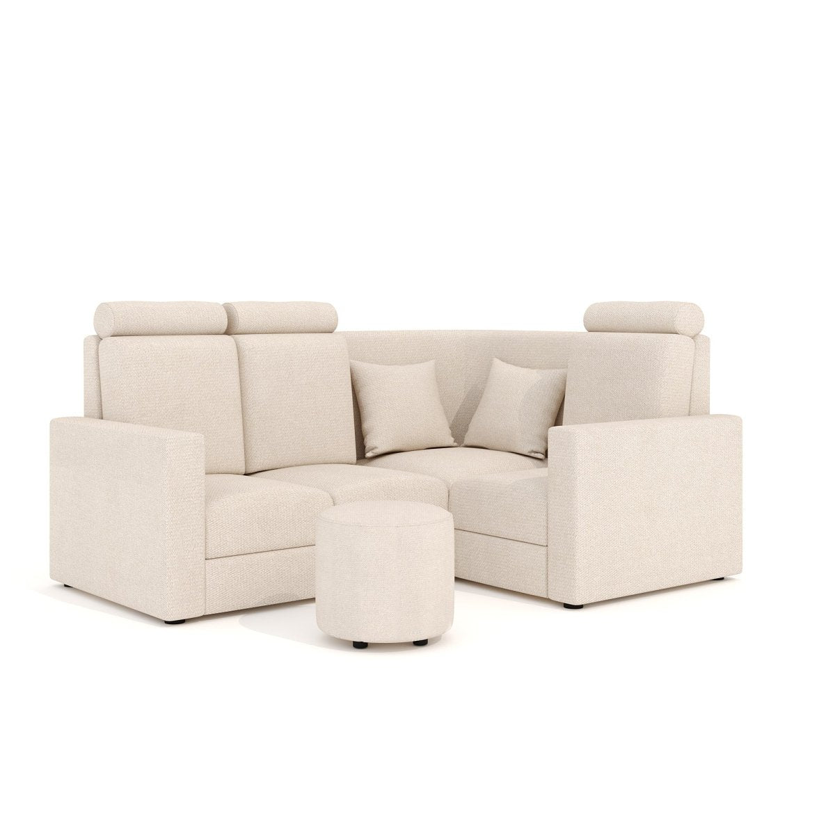 L Shape Corner Mini Sofa Series [Normal Handles] with Round Moda - Sekar Lifestyle
