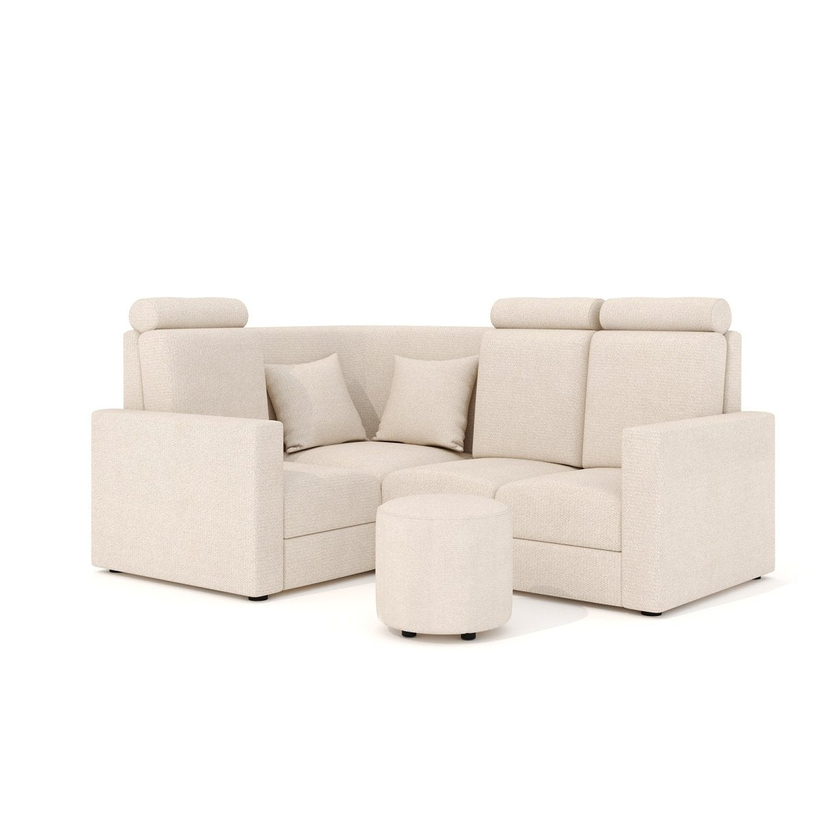 L Shape Corner Mini Sofa Series [Normal Handles] with Round Moda - Sekar Lifestyle