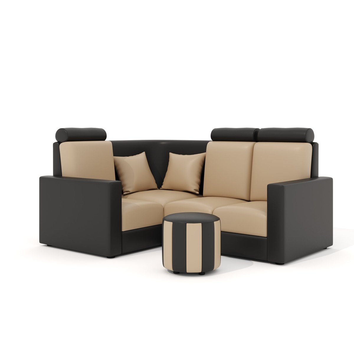 L Shape Corner Mini Sofa Series [Normal Handles] with Round Moda - Sekar Lifestyle