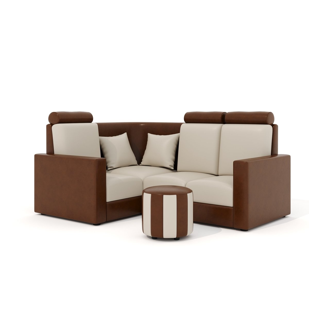 L Shape Corner Mini Sofa Series [Normal Handles] with Round Moda - Sekar Lifestyle