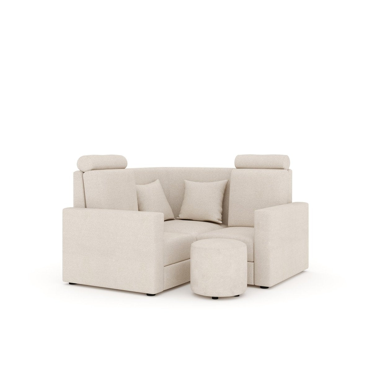 L Shape Corner Mini Sofa Series [Normal Handles] with Round Moda - Sekar Lifestyle