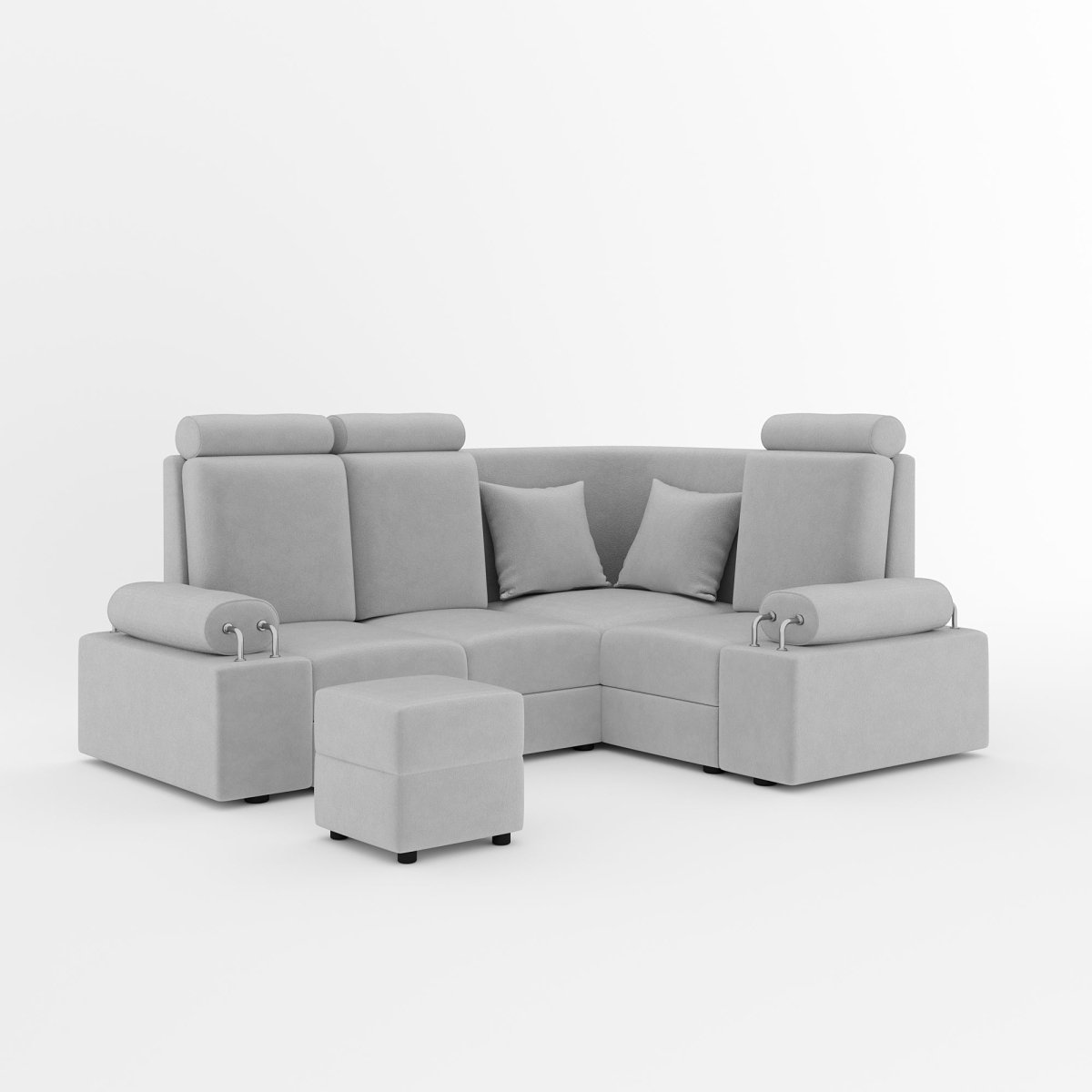 L Shape Corner Mini Sofa Series [Steel Handles] with Box Moda - Sekar Lifestyle