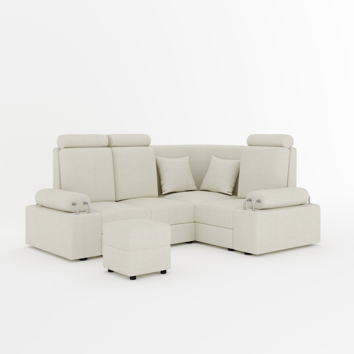 L Shape Corner Mini Sofa Series [Steel Handles] with Box Moda - Sekar Lifestyle