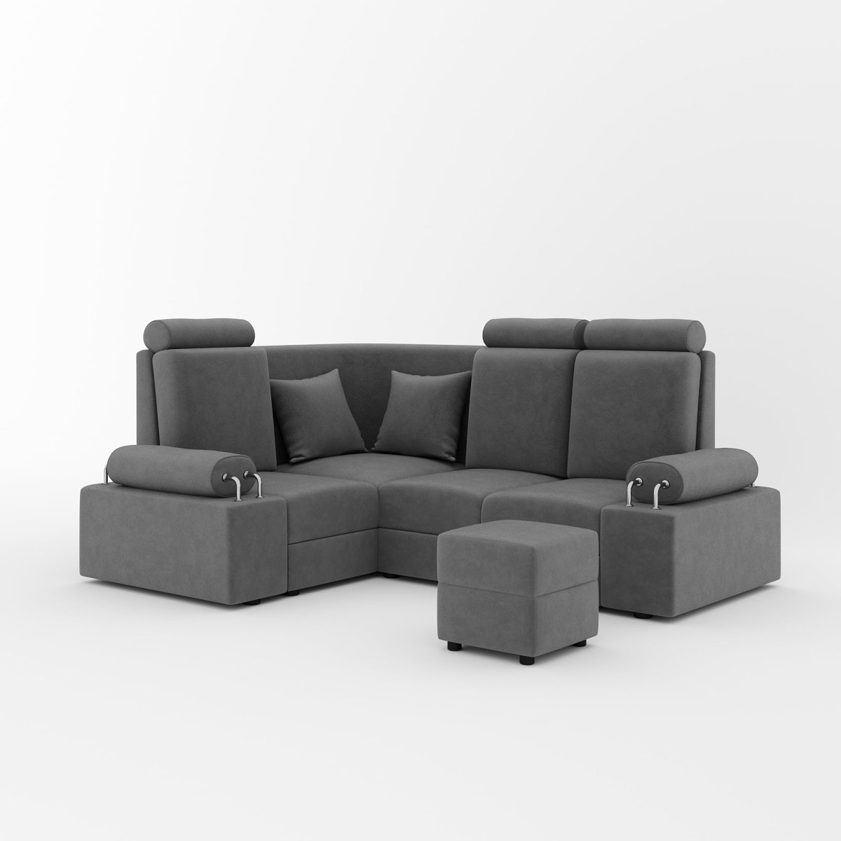 L Shape Corner Mini Sofa Series [Steel Handles] with Box Moda - Sekar Lifestyle