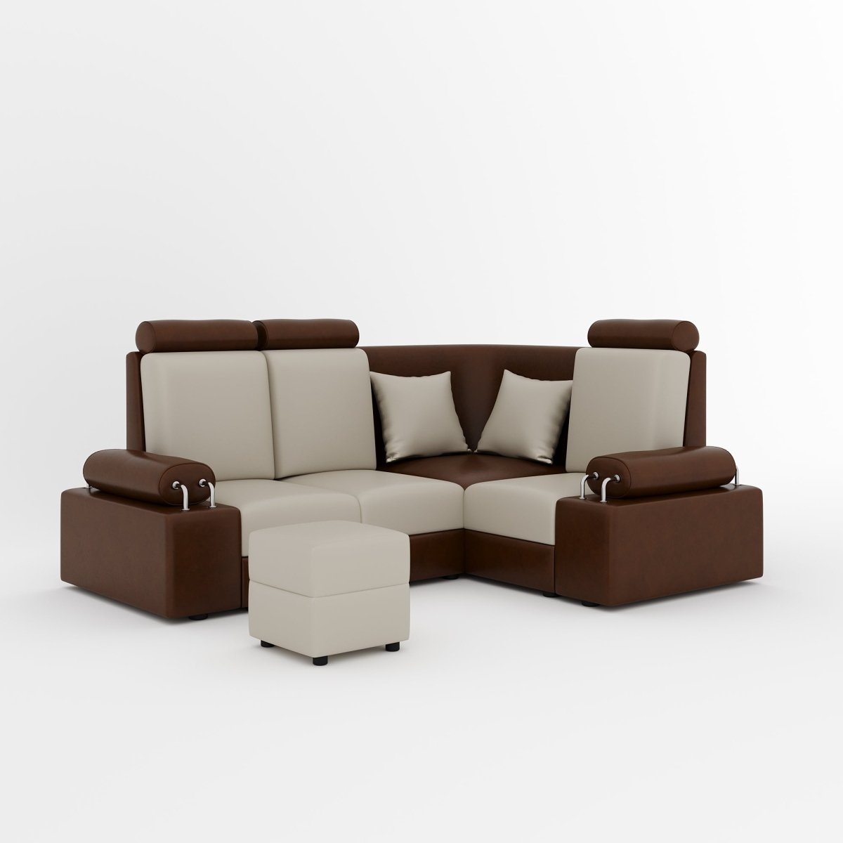 L Shape Corner Mini Sofa Series [Steel Handles] with Box Moda - Sekar Lifestyle