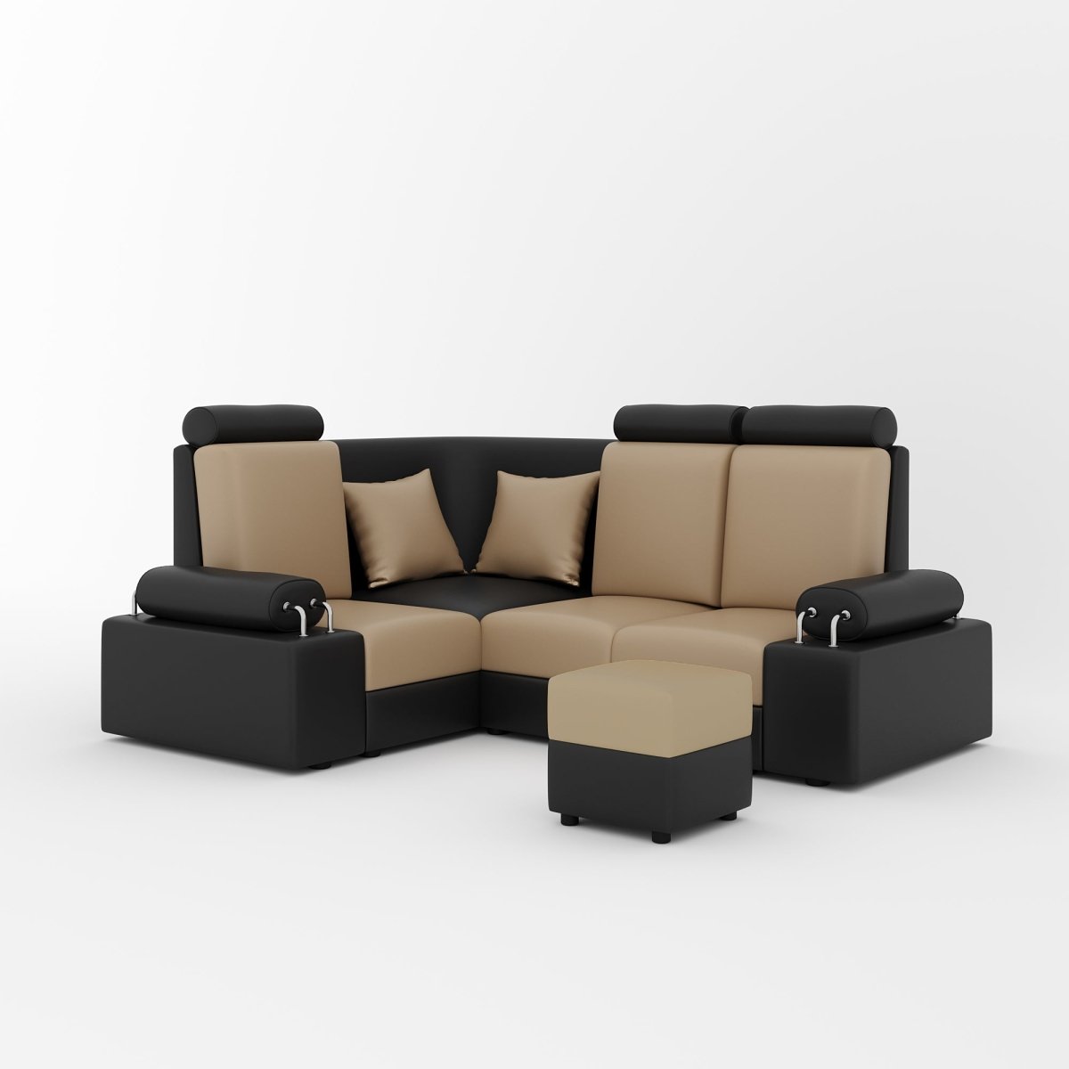 L Shape Corner Mini Sofa Series [Steel Handles] with Box Moda - Sekar Lifestyle