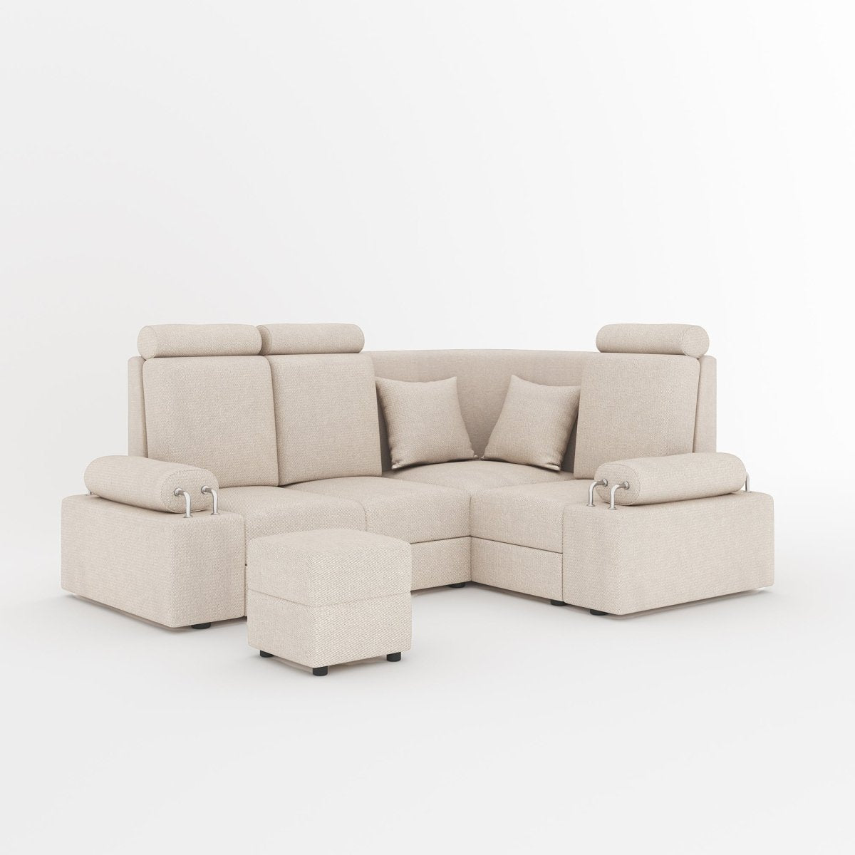 L Shape Corner Mini Sofa Series [Steel Handles] with Box Moda - Sekar Lifestyle