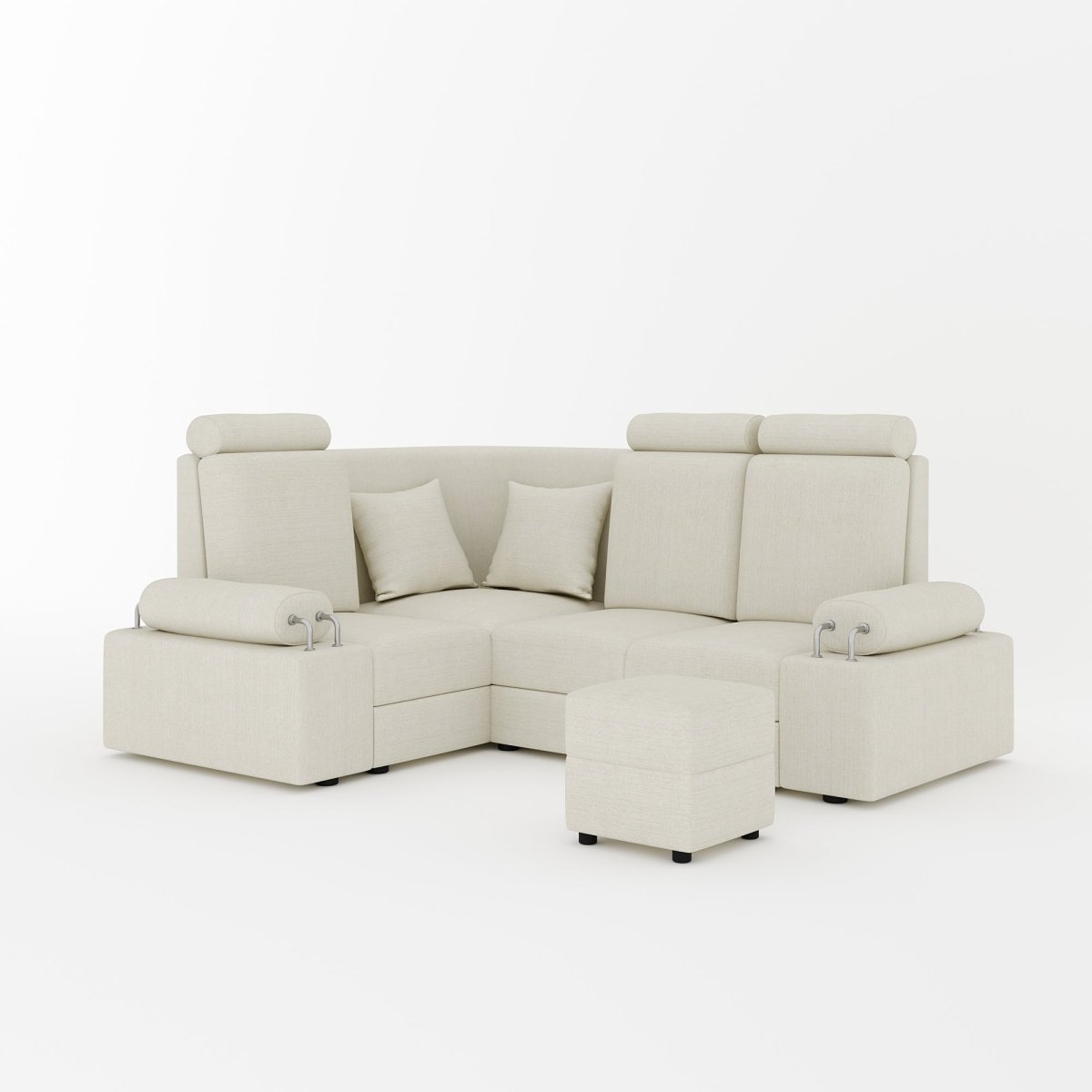 L Shape Corner Mini Sofa Series [Steel Handles] with Box Moda - Sekar Lifestyle
