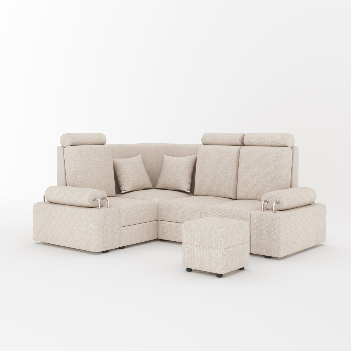 L Shape Corner Mini Sofa Series [Steel Handles] with Box Moda - Sekar Lifestyle