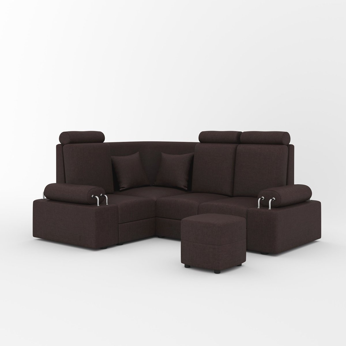 L Shape Corner Mini Sofa Series [Steel Handles] with Curved Box Moda - Sekar Lifestyle