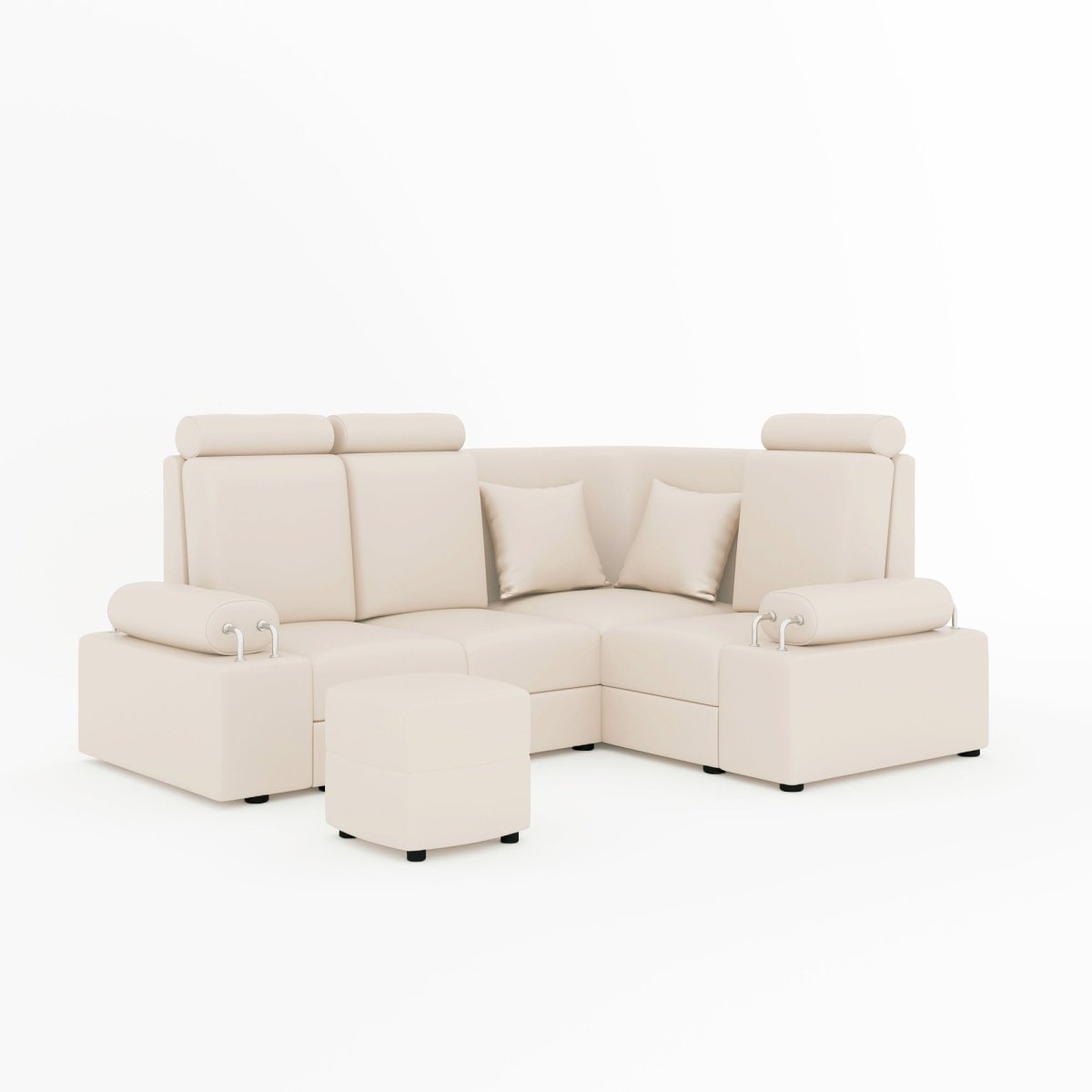 L Shape Corner Mini Sofa Series [Steel Handles] with Curved Box Moda - Sekar Lifestyle