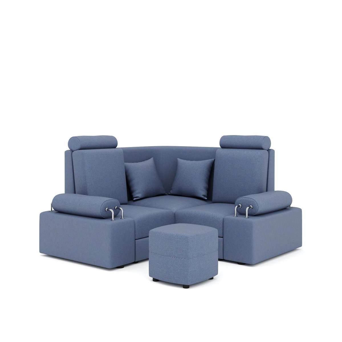 L Shape Corner Mini Sofa Series [Steel Handles] with Curved Box Moda - Sekar Lifestyle