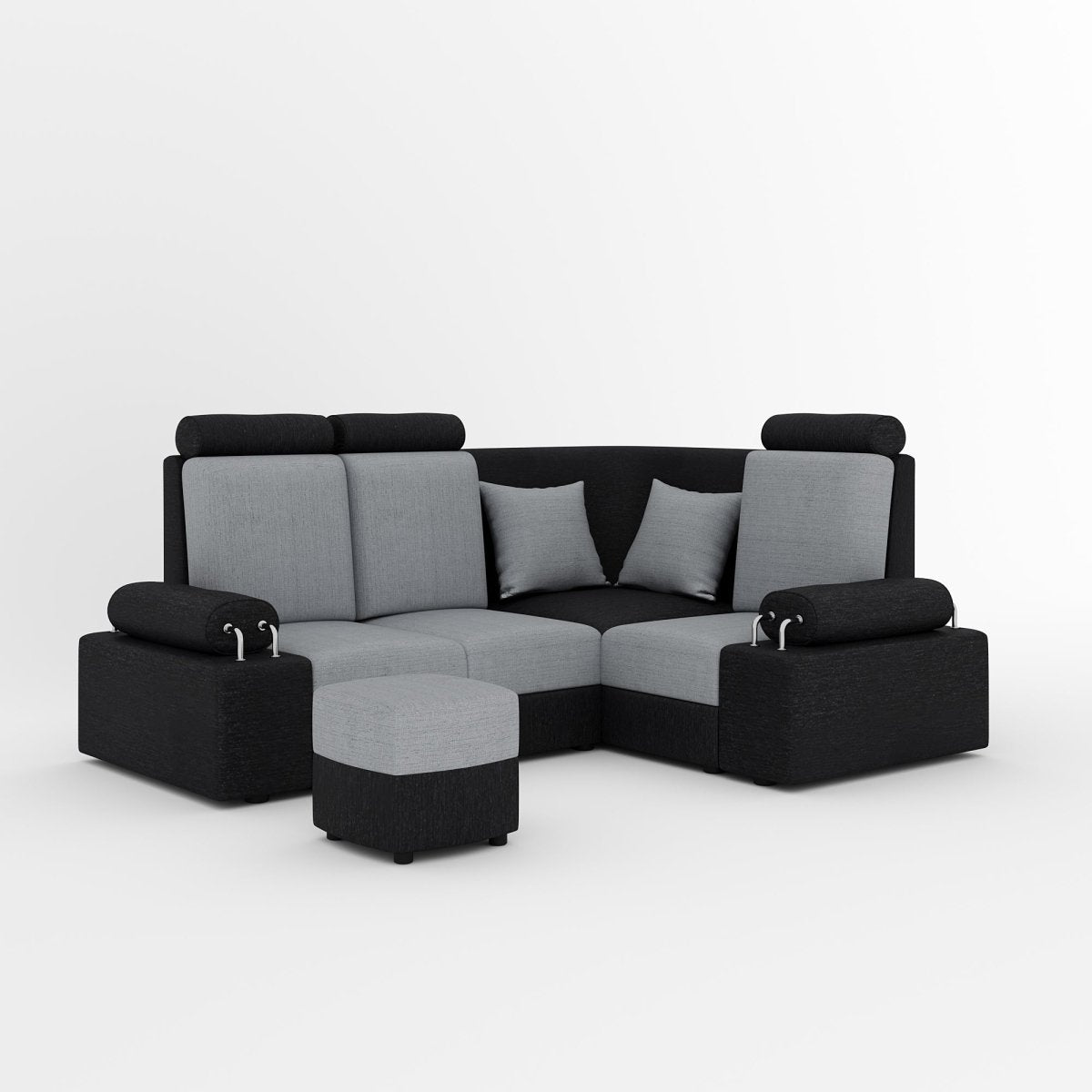 L Shape Corner Mini Sofa Series [Steel Handles] with Curved Box Moda - Sekar Lifestyle