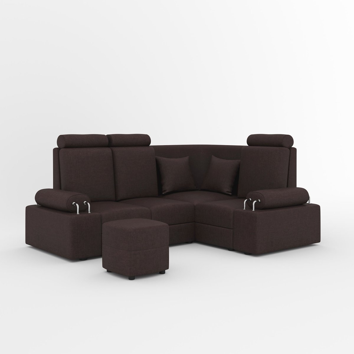 L Shape Corner Mini Sofa Series [Steel Handles] with Curved Box Moda - Sekar Lifestyle