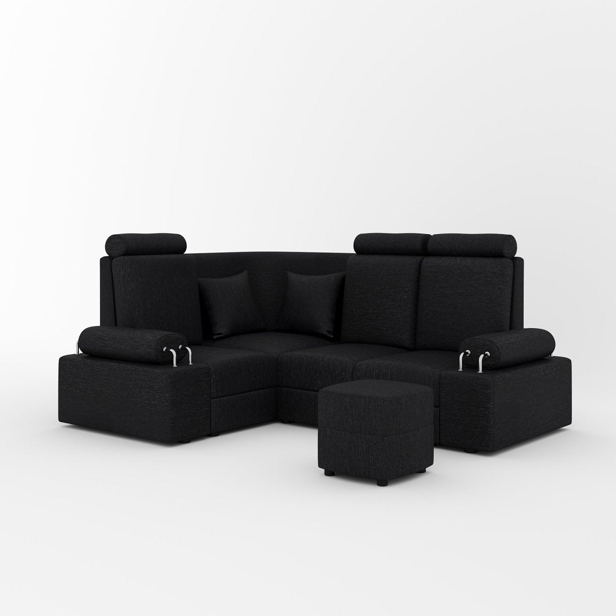 L Shape Corner Mini Sofa Series [Steel Handles] with Curved Box Moda - Sekar Lifestyle