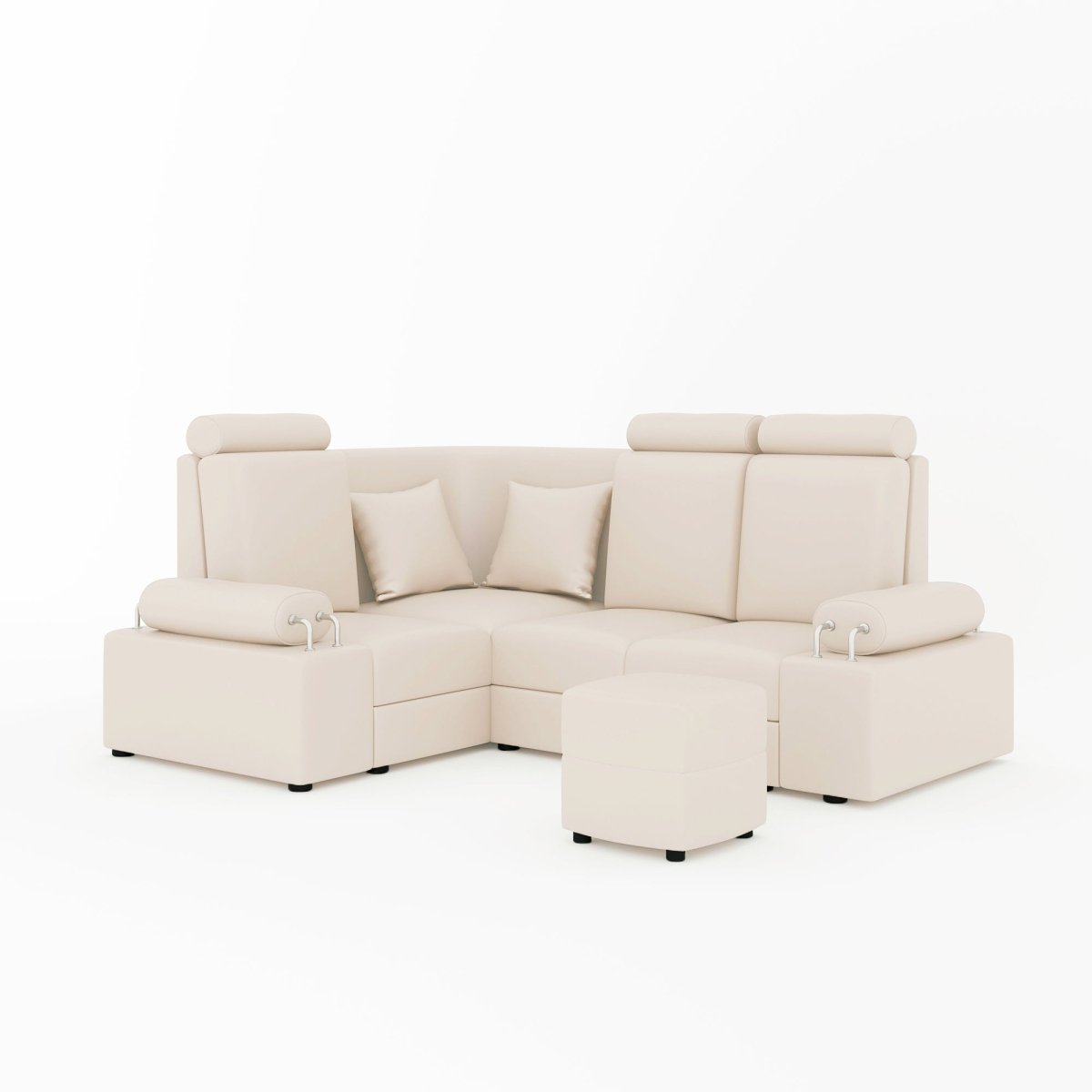 L Shape Corner Mini Sofa Series [Steel Handles] with Curved Box Moda - Sekar Lifestyle