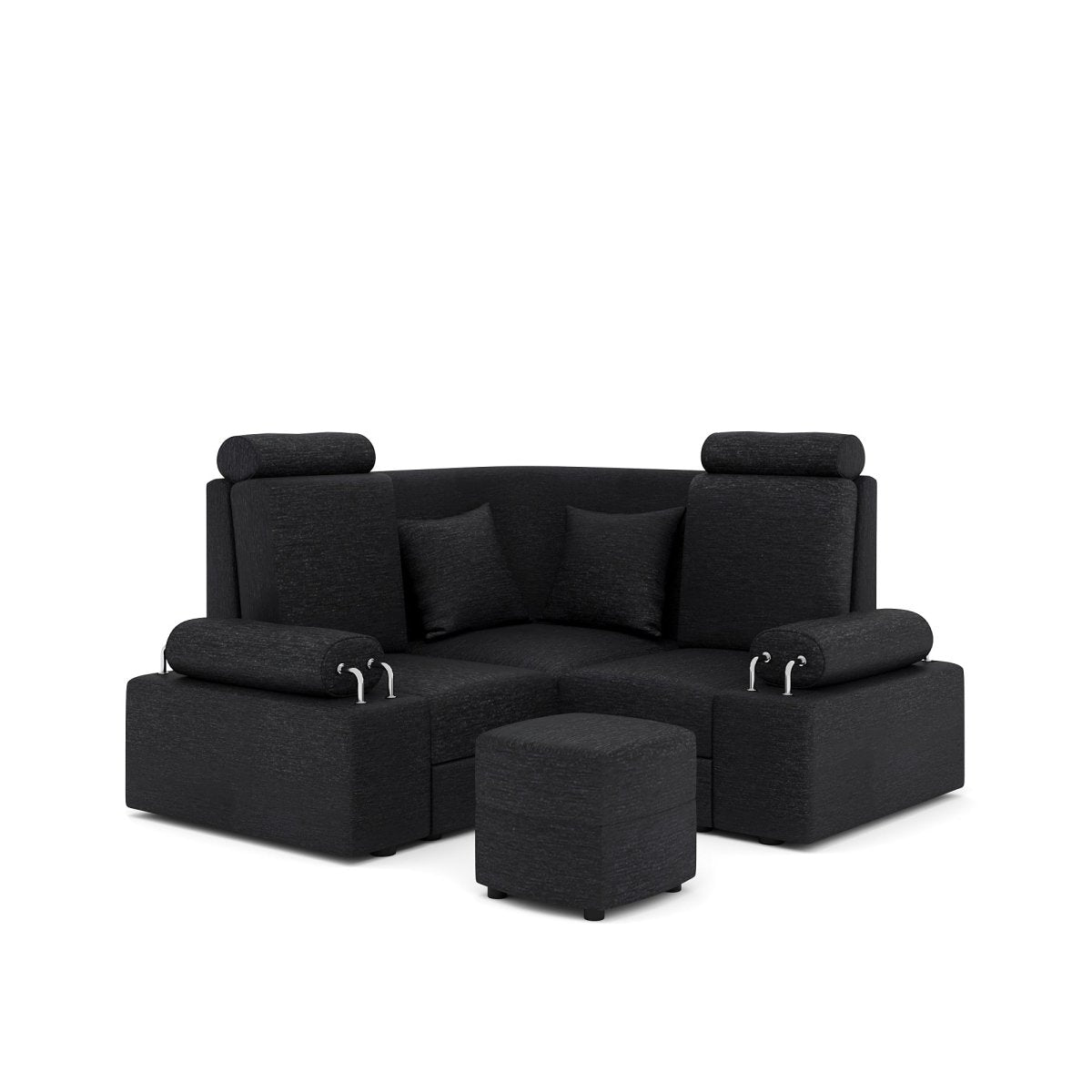 L Shape Corner Mini Sofa Series [Steel Handles] with Curved Box Moda - Sekar Lifestyle