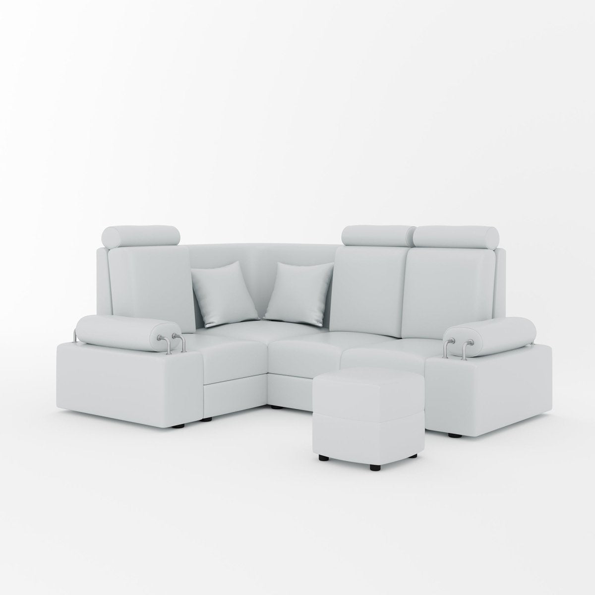 L Shape Corner Mini Sofa Series [Steel Handles] with Curved Box Moda - Sekar Lifestyle