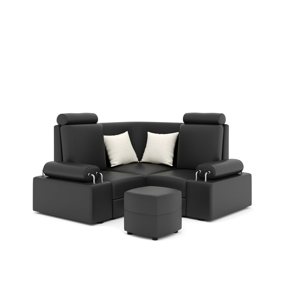 L Shape Corner Mini Sofa Series [Steel Handles] with Curved Box Moda - Sekar Lifestyle