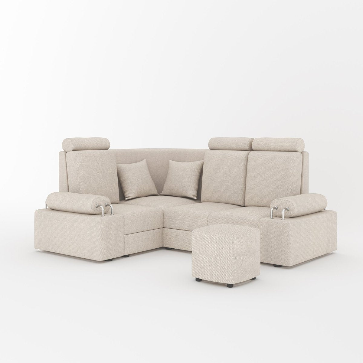 L Shape Corner Mini Sofa Series [Steel Handles] with Curved Box Moda - Sekar Lifestyle