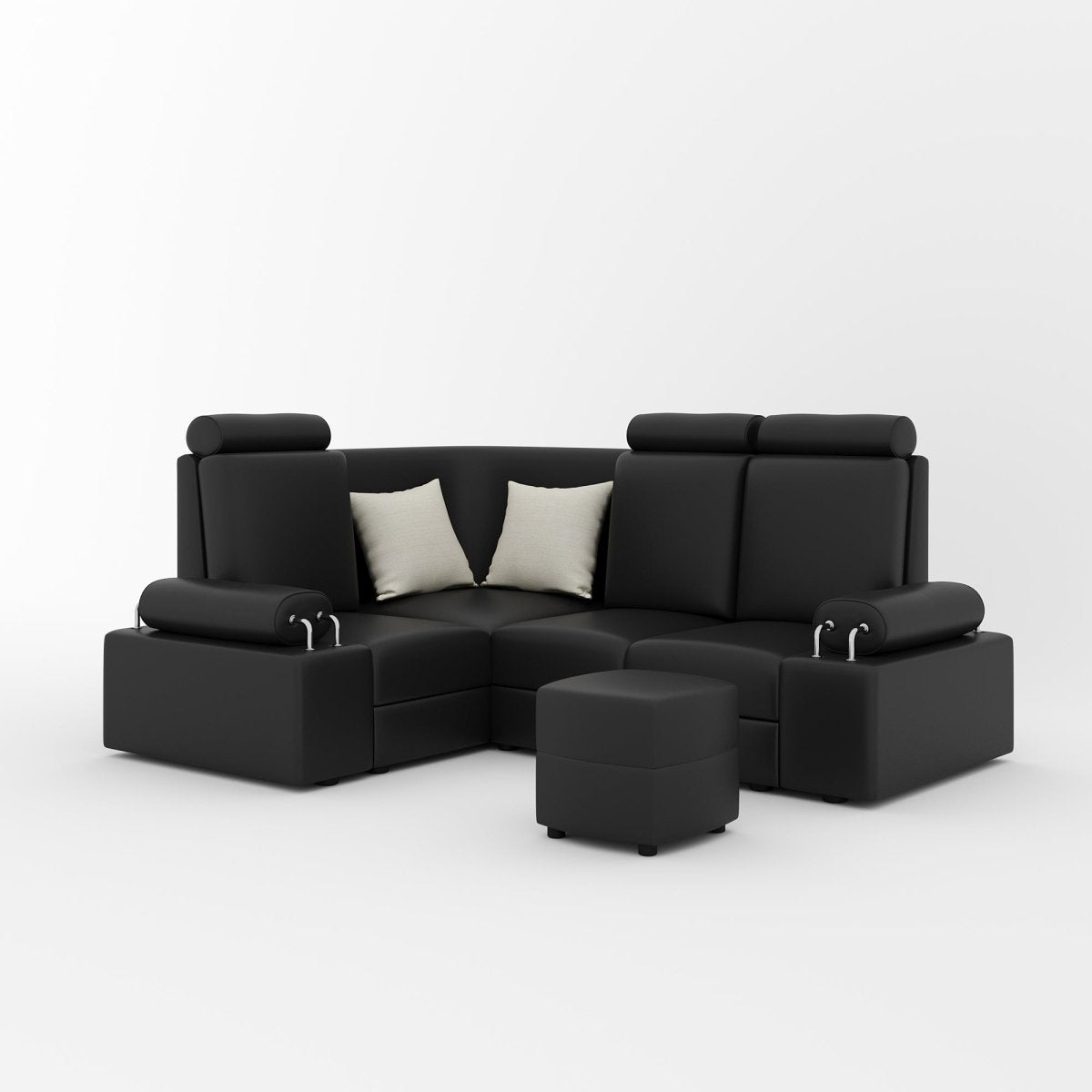 L Shape Corner Mini Sofa Series [Steel Handles] with Curved Box Moda - Sekar Lifestyle