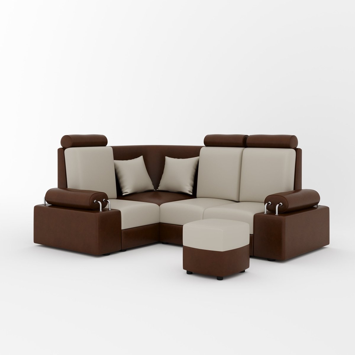 L Shape Corner Mini Sofa Series [Steel Handles] with Curved Box Moda - Sekar Lifestyle