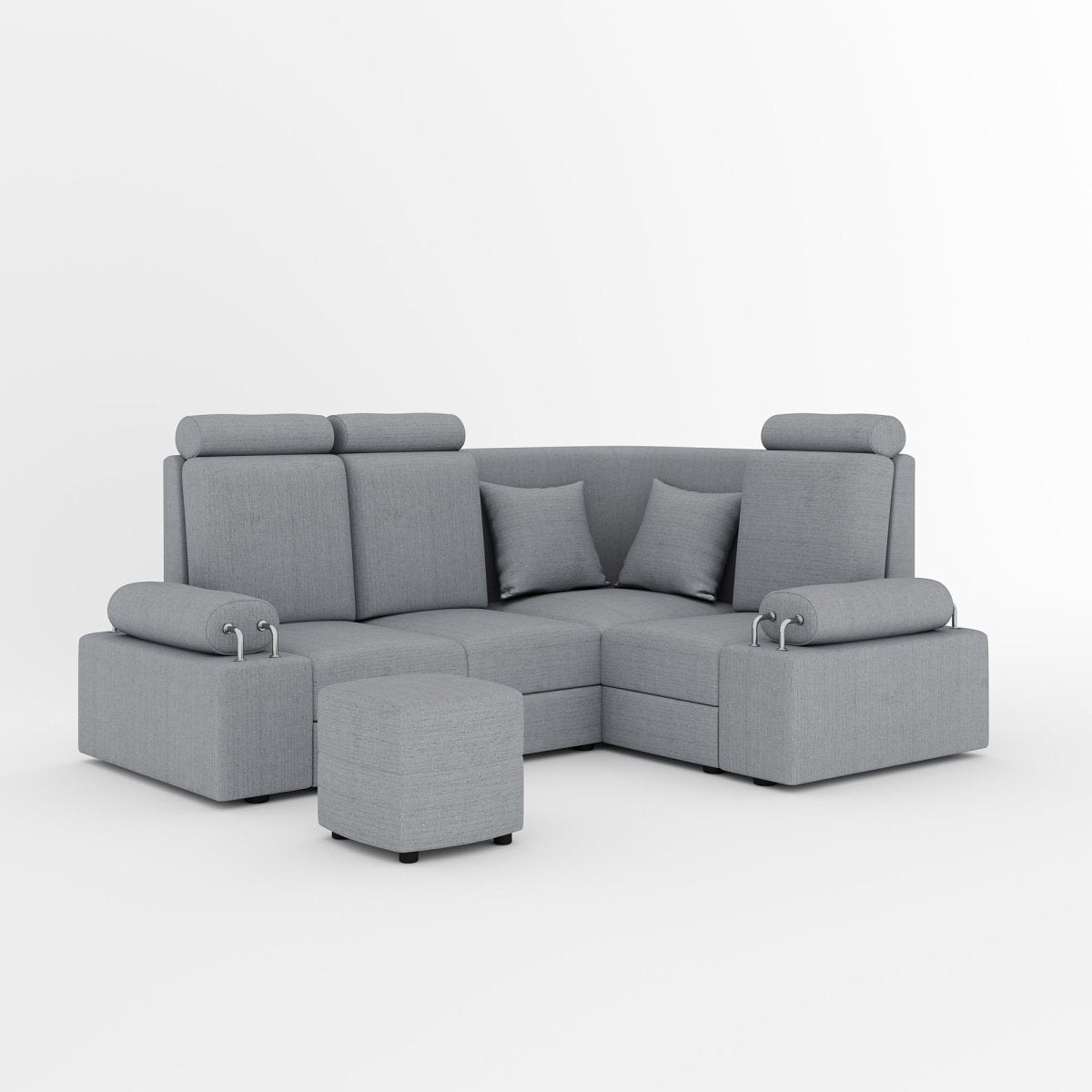 L Shape Corner Mini Sofa Series [Steel Handles] with Curved Box Moda - Sekar Lifestyle