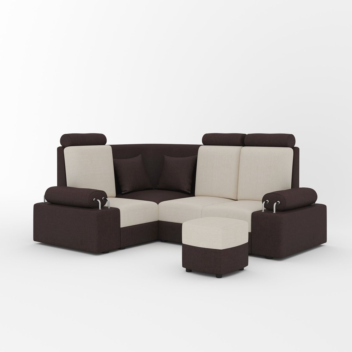 L Shape Corner Mini Sofa Series [Steel Handles] with Curved Box Moda - Sekar Lifestyle