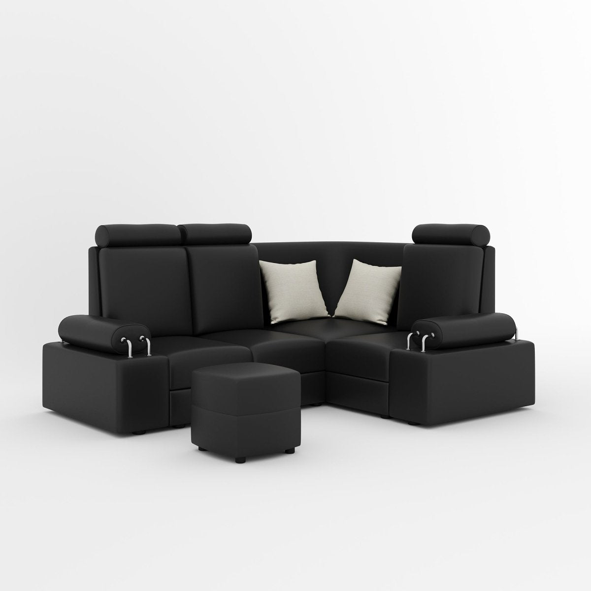 L Shape Corner Mini Sofa Series [Steel Handles] with Curved Box Moda - Sekar Lifestyle